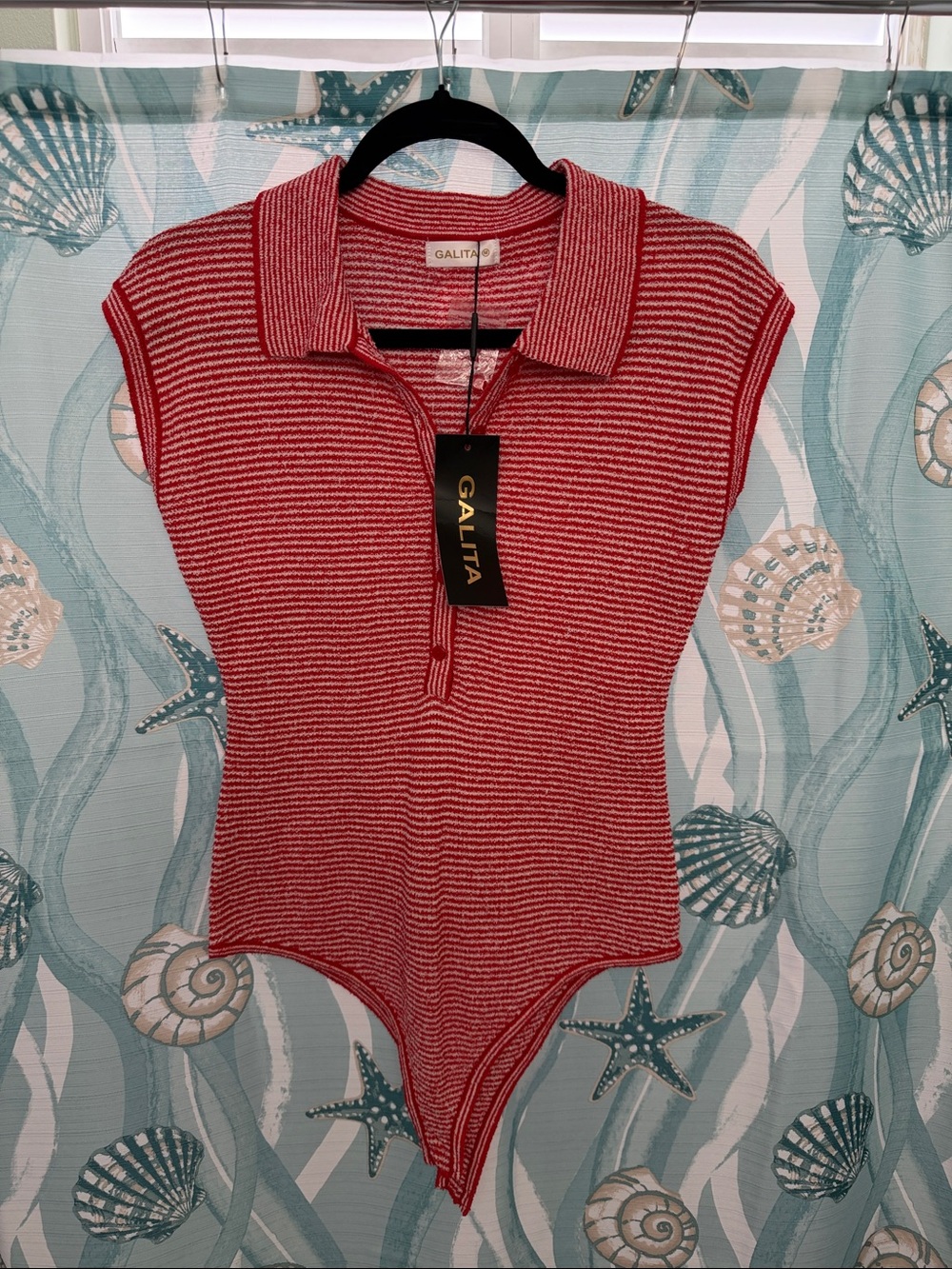 ❤️ Galita Red & White Knit Bodysuit | Size Medium | NWT
